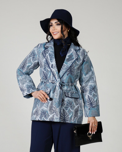 مانتو ژاکارد ترک یقه انگلیسی طرح برگ